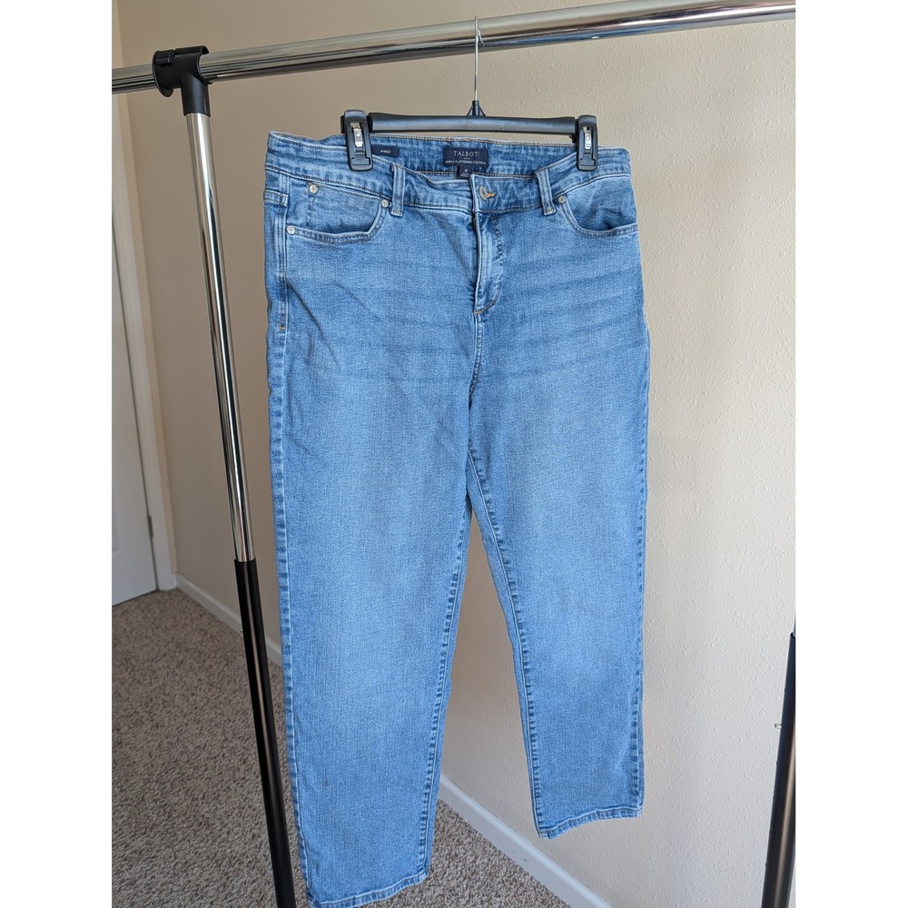 Talbots Ankle Jeans Womens 16 Medium Wash Simply Flattering Cotton Straight Leg